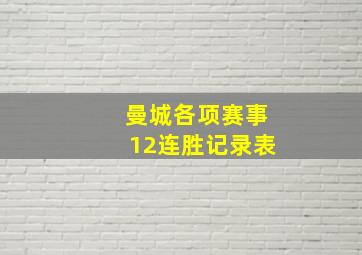 曼城各项赛事12连胜记录表