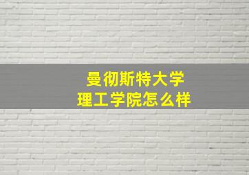 曼彻斯特大学理工学院怎么样