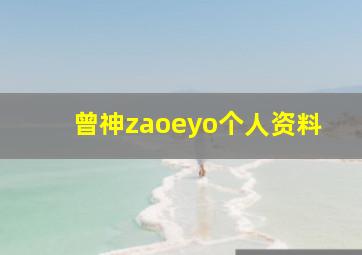 曾神zaoeyo个人资料