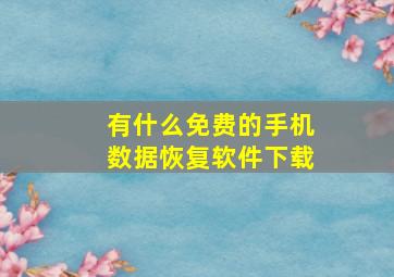 有什么免费的手机数据恢复软件下载