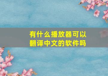 有什么播放器可以翻译中文的软件吗