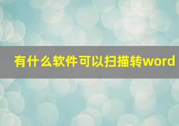 有什么软件可以扫描转word