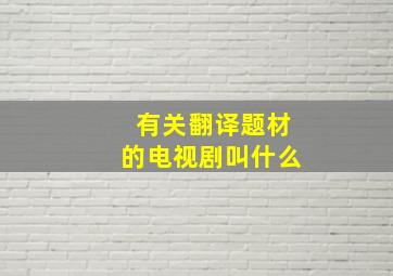 有关翻译题材的电视剧叫什么