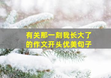 有关那一刻我长大了的作文开头优美句子