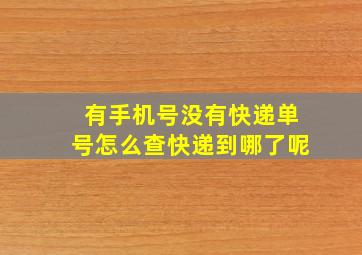 有手机号没有快递单号怎么查快递到哪了呢