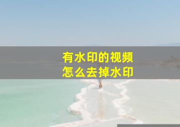 有水印的视频怎么去掉水印