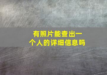 有照片能查出一个人的详细信息吗