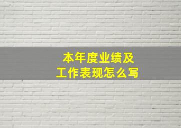 本年度业绩及工作表现怎么写