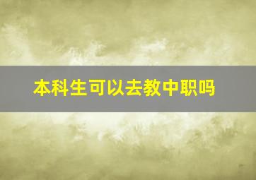 本科生可以去教中职吗