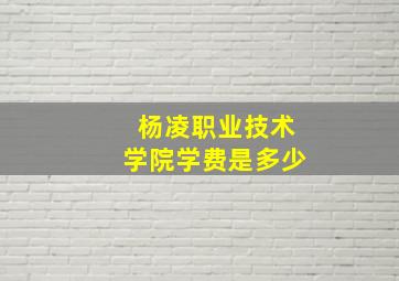 杨凌职业技术学院学费是多少