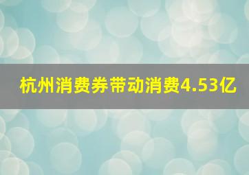 杭州消费券带动消费4.53亿