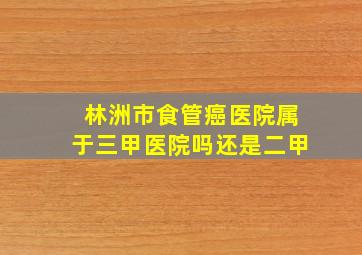 林洲市食管癌医院属于三甲医院吗还是二甲