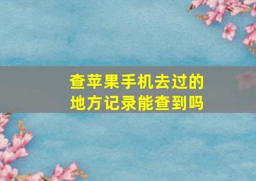 查苹果手机去过的地方记录能查到吗