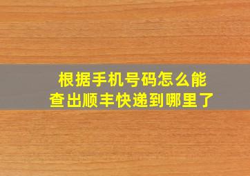 根据手机号码怎么能查出顺丰快递到哪里了