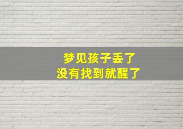 梦见孩子丢了没有找到就醒了