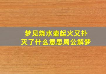 梦见烧水壶起火又扑灭了什么意思周公解梦