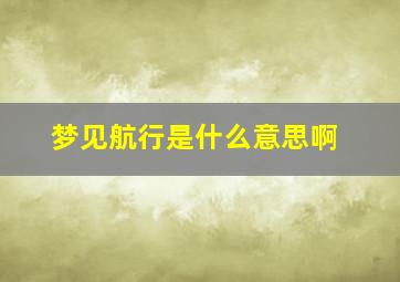 梦见航行是什么意思啊