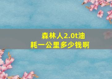 森林人2.0t油耗一公里多少钱啊