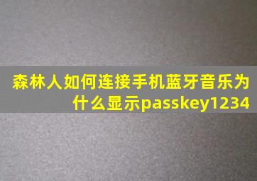 森林人如何连接手机蓝牙音乐为什么显示passkey1234