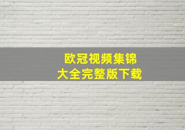 欧冠视频集锦大全完整版下载