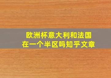 欧洲杯意大利和法国在一个半区吗知乎文章