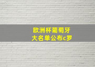 欧洲杯葡萄牙大名单公布c罗