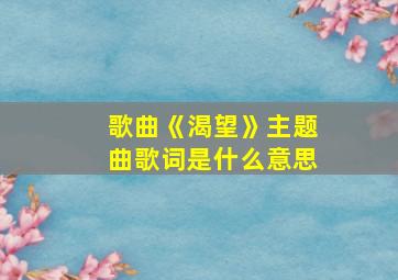 歌曲《渴望》主题曲歌词是什么意思