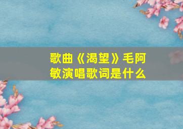 歌曲《渴望》毛阿敏演唱歌词是什么