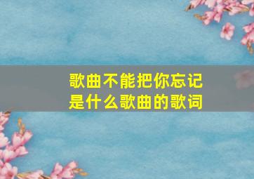 歌曲不能把你忘记是什么歌曲的歌词