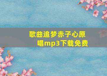 歌曲追梦赤子心原唱mp3下载免费