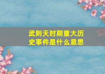 武则天时期重大历史事件是什么意思