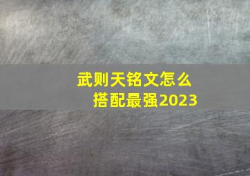 武则天铭文怎么搭配最强2023