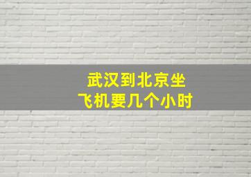 武汉到北京坐飞机要几个小时