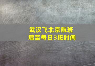 武汉飞北京航班增至每日3班时间