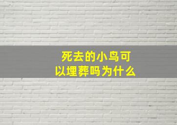 死去的小鸟可以埋葬吗为什么