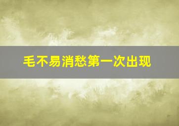 毛不易消愁第一次出现