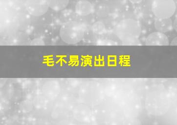 毛不易演出日程