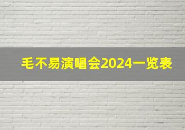 毛不易演唱会2024一览表