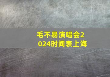 毛不易演唱会2024时间表上海