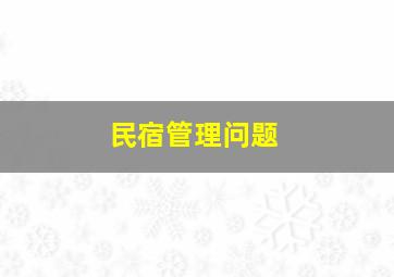 民宿管理问题