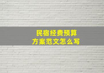 民宿经费预算方案范文怎么写