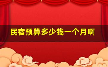 民宿预算多少钱一个月啊