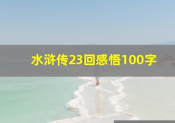 水浒传23回感悟100字