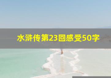 水浒传第23回感受50字