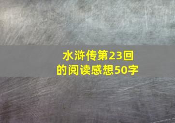 水浒传第23回的阅读感想50字