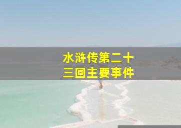 水浒传第二十三回主要事件