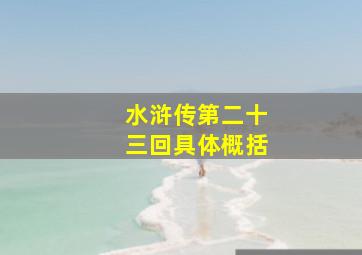 水浒传第二十三回具体概括