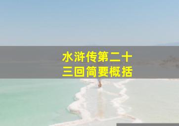 水浒传第二十三回简要概括