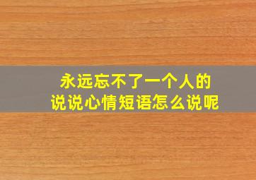 永远忘不了一个人的说说心情短语怎么说呢