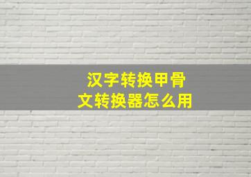 汉字转换甲骨文转换器怎么用